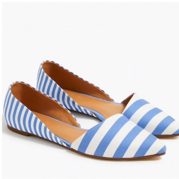 JCrew Zoe D’Orsay Blue and White Striped Flats - Picture 1 of 6